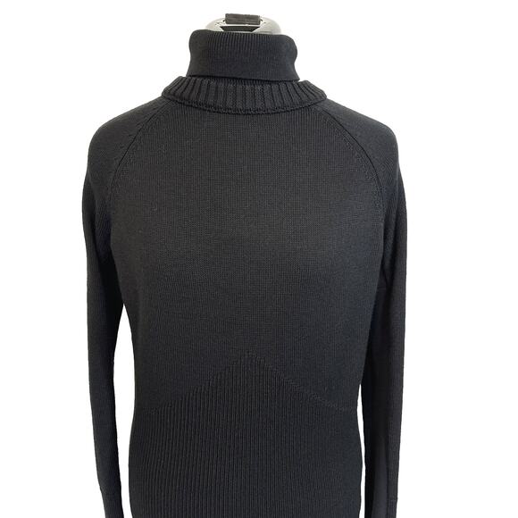 Athleta Mesa Hybrid Turtleneck Merino Blend Sweater in Black Rare Style Small - Picture 4 of 10
